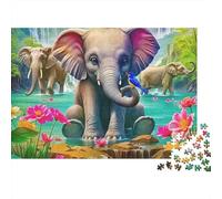 éléphant 1000 Pièces Puzzle pour Adultes Jeu Stimulant Puzzle Anti-Stress Entraîner La Mémoire du Cerveau pour Adultes Et Enfants De 14 Ans Et Plus 1000pcs (75x50cm)