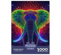 Éléphant 1000 Pièces Puzzles pour Adultes Et Enfants sur Le Thème De Animal Qualité Supérieure Cadeau Stimulant Parfait Décoration De La Maison 52x38cm/1000pcs