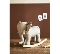 Eléphant à bascule en bois FSC® gris moyen uni avec decor TU