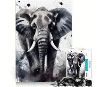 Éléphant à l'aquarelle Puzzle de 1000 pièces Jeu de réflexion Découpe Experte Artisanat Fascinant pour Les Moments de détente (50x75cm)