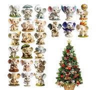 Elephant Advent - Ensemble de décorations de l'Avent en acrylique 2D, surprise de vingt-quatre jours, figurine d'amant des animaux, affichage de vacances à la maison, accessoire de célébration de Noël