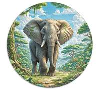 Éléphant Africain 1000 Pièces Puzzle Puzzles Circulaires pour Adultes Et Enfants Classiques Jeux De Défi Uniques Qualité Supérieure 1000pcs (67.5x67.5cm)