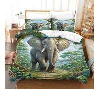 Éléphant Africain 3D Imprimé Housses De Couettes avec Taies d'oreiller Animaux 3 Pièces Ensemble De Literie avec Fermeture Éclair, Microfibre Room Decor pour Filles Garçons Super King(260x220cm)