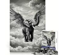 Éléphant ailé dans Un Ciel Nuageux Puzzle Adulte 1000 pièces Bien-être Mental Activité sereine Bords Nets Cadeau spécial (38x26cm)