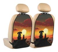 Elephant and Dog Watch The Sunset Kick Mats avec organiseur - Lot de 2 protections de siège arrière pour voiture, VUS, monospace ou camion, housse de siège de voiture extra large pour siège arrière