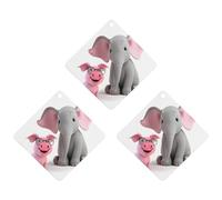 Elephant And Piggie Lot de 3 désodorisants de voiture à suspendre en forme de losange - Cartes parfumées durables pour voiture, maison, bureau - Style noir