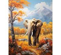 Éléphant animal canevas kit complet adulte,Paysage de forêt d'automne,imprimé broderie point de croix,11CT point de croix kit complet pour art décoration,40x50cm