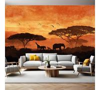 éLéPhant Animal Papier Peint Panoramique Savane africaine peinte 3D Trompe L'oeil Moderne Papier Peint 250 x 175 cm Grandes Murales Poster pour Salon, Adulte Chambre d'enfants, Étude Décor