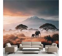 éléphant Animaux Sauvages Film Autocollant Stickers Muraux Jungle Animal éléphant Papier Peint, Montagne Prairie Mural pour Salon Chambre Décoratif Murale Pour Meuble Stickers Muraux 366 x 254 cm