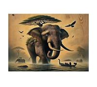 Éléphant Arbre Oiseau 1000 Pièces Mini Puzzle pour Adultes Difficile | 52x38cm Carton Décor De Chambre Finition Lisse Cadeau D'anniversaire Relaxation