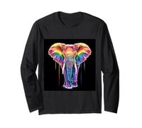 Éléphant arc-en-ciel majestueux Manche Longue