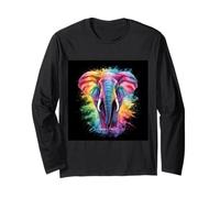 Éléphant arc-en-ciel majestueux Manche Longue