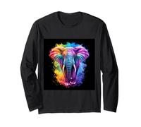 Éléphant arc-en-ciel majestueux Manche Longue