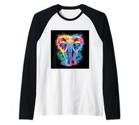 Éléphant arc-en-ciel majestueux Manche Raglan