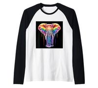 Éléphant arc-en-ciel majestueux Manche Raglan