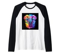 Éléphant arc-en-ciel majestueux Manche Raglan