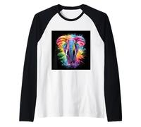 Éléphant arc-en-ciel majestueux Manche Raglan