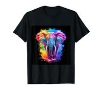 Éléphant arc-en-ciel majestueux T-Shirt