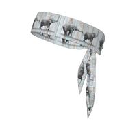 Elephant Art On Wood Printing One-Pack Tie Headbands Moisture Athletic Sports Head Band For Men and Women