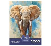Éléphant Artistique Puzzle 1000 Pièces Animaux pour Adultes Jeu De Défi Familial Décoration Intérieure Jeux Éducatifs Cadeaux d'anniversaire pour Noël Tueur Ennuyeux 38x26cm/1000pcs