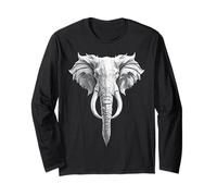 Elephant Artwork Animal Face Lover Motif Safari Afrique Homme Manche Longue
