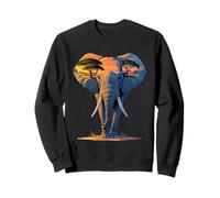 Éléphant au Coucher du Soleil - Paysage de Savane Artistique Sweatshirt