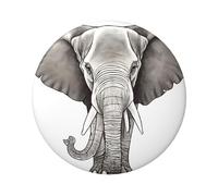 Éléphant avec badge rond artistique - Design en fer blanc durable avec impression sur un seul côté, parfait pour les cadeaux personnalisés et la décoration de vêtements, taille unique