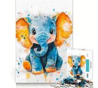 Éléphant bébé Aquarelle Puzzle de 1000 pièces Jeu créatif et Stimulant Emboîtement Parfait Pas de pièces détachées Activité de Partage et de complicité avec Les Proches (38x26cm)