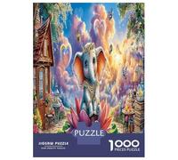 éléphant Bike Ride Jigsaw Puzzle Jeu De Famille 1000 Pièces Animaux Sauvages intelligents Puzzle Décoration De La Maison Divertissement Créatif Aux Adultes Et Enfants 52x38cm/1000pcs