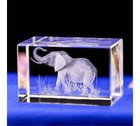 Éléphant cadeaux/3D gravé au Laser en Cristal Art de Figurines Cube en Verre pour décoration de la Maison, Anniversaire, Cadeau pour Femmes, Filles, Enfants, Hommes