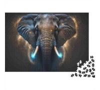 Elephant Cosmic Fantasy 100% Recycled Cardboard Glowing Elephant Portrait 1000Pc Adult Jigsaws for Adults & Kids Brainteasing 52x38cm/1000pcs
