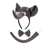 Elephant Costume Kids 3 Pieces Unisex Cosplay Bow Tie Headband Set | Elephant Costume Kids 3 Pieces Unisex Cosplay Bow Tie Headband Animal Costume Party Holiday Birthday Stage Performance