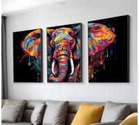 Éléphant Couleur(1) Diamond Painting, 3 Pièces Diamond Painting Adulte, DIY Full Drill Loisirs Créatifs Adultes, 3 Pack Peinture Diamant Débutant, Decoration Maison Mur, Cadeau Femme 55x80cm t9n-675