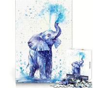 Éléphant cracheur d'eau Puzzle de 1000 pièces pour Adolescents Activité cérébrale stimulante Bords Nets Cadeau Original (38x52cm)