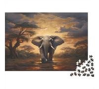 éléphant d'Afrique Casse-tête 1000 Pièces en Carton De Qualité Supérieure, Jeu De Puzzles en Lot Concentration Training Puzzle pour La Décoration Murale Et Les Cadeaux, Secret Sant