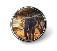 Éléphant d'Afrique dans la savane Badge rond en métal Motif imprimé Badge bouton Badges circulaires personnalisés 1"