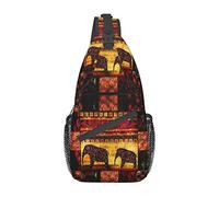 Éléphant d'Afrique Patchwork Fleur De Lotus Namaste Sac À Bandoulière, Sac À Bandoulière À Bandoulière pour Hommes Et Femmes, Utilisé pour Les Loisirs Et Les Voyages