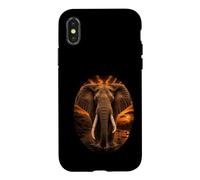 Éléphant d'Afrique Safari Coucher de Soleil Nature Amoure Coque pour iPhone X/XS