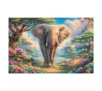 Éléphant dans la Savane Fleurie 1000 Pieces Casse-tête Débutant en Carton Anti-Déchirure Facile Apprentissage Loisir Créatif Décoration Murale Petit Prix Pas Cher 1000 PCS