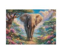 Éléphant dans la Savane Fleurie 300 Pièces Puzzle Expert Confirmé en Carton Rigide Haute Densité Très Difficile Motif Complexe Décoration Murale Cadeau Premium 300 PCS