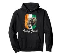 Éléphant de la Côte D'Ivoire et Drapeau National Aquarelle Splash Art Sweat à Capuche