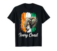 Éléphant de la Côte D'Ivoire et Drapeau National Aquarelle Splash Art T-Shirt
