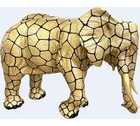 Eléphant de luxe en optique or 225cm de haut Figurine de décoration/publicitaire - GFK - grandeur nature - pour l'extérieur