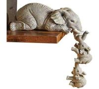 Elephant Decoration Statue Elephant Statuette Decoration Statue Elephant Sitter Sculpture - Mère Et Deux Bébés Suspendus Statu 256