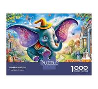 Éléphant Dessin animé 1000 Pièces éléphant Hat Puzzle Adulte Adolescents 14+ Carton sans Odeur Anti-Stress Détente pour Cadeaux Remerciement Édition Limitée 38x26cm/1000pcs