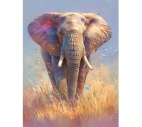 Éléphant Diamond Painting Adulte Grand Format 30x40cm, Prairie Diamond Painting Enfant Débutant, 5D Peinture Diamant Enfant Kit, Strass Cristal Kit pour Decoration Maison Chambre Murale, Model 822