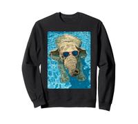 Éléphant drôle avec Lunettes de Soleil Cool été Animal Natation Sweatshirt