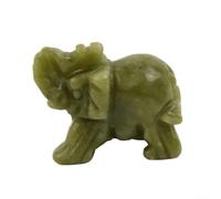 Éléphant en aventurine sculpté à la main reflétant la signification culturelle pour espace de vie, bibliothèque ou table d'entrée