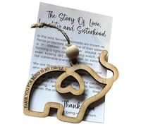 Éléphant en bois d’amitié entre sœurs, éléphant de sororité en bois - Amitié de sororité d’ornement d’éléphant en,Symbole de l'amitié avec carte d'histoire pour sac à dos, cartable