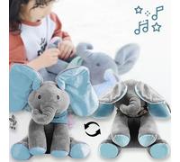 Eléphant en peluche chantant avec oreilles mobiles, en peluche douce et coton - T2RUMPY 1+1 gratuit Bleu + Jaune